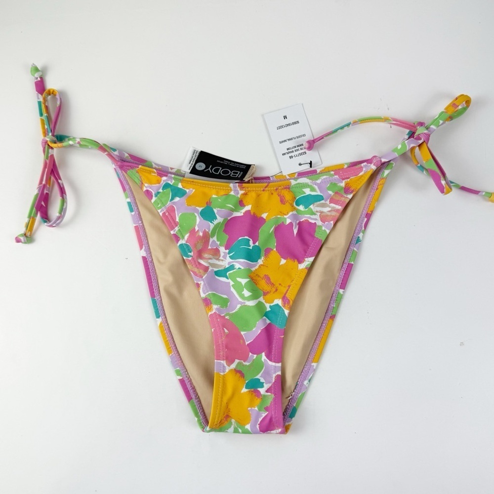 Cotton On Body Bikini Bottom Medium Multi Floral Fixed Tie Side Brazilian NWT